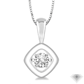 1/5 Ctw Round Cut Diamond Emotion Pendant in 14K White Gold with Chain