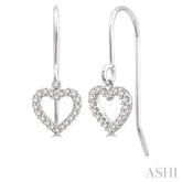 1/6 Ctw Hollow Cut Heart Charm Round Cut Diamond Petite Earrings in 10K White Gold