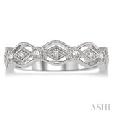 1/8 Ctw Encased Diamond & Circular Shape Mount Round Cut Diamond Fashion Band in 14K White Gold