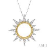 1/6 Ctw Sun Motif Round Cut Diamond Pendant With Chain in 10K White and Yellow Gold