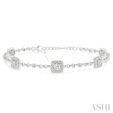 2 1/10 Ctw Round and Princess Cut Diamond Bracelet in 18K White Gold