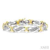 1/2 Ctw Round Cut Diamond Fancy Bracelet in 14K white and yellow Gold