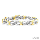 1/2 Ctw Round Cut Diamond Fancy Bracelet in 10K white and yellow Gold