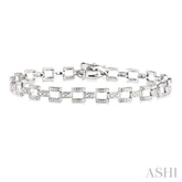 1/4 Ctw Round Cut Diamond Bar Link Bracelet in 10K White Gold