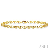 1/4 Ctw Oval Shape Single Cut Diamond Link Bracelet in 10K Yellow Gold