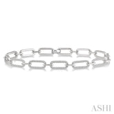 1 Ctw Round Cut Diamond Paperclip Bracelet in 14K White Gold