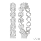 2 Ctw Lovebright Round Cut Diamond Hoop Earrings in 14K White Gold
