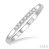 1/10 Ctw Straight Row Center Round Cut Diamond Stackable Fashion Petite Band in 10K White Gold