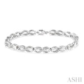 1/20 Ctw Swirl Shape Round Cut Diamond Bracelet in Sterling Silver