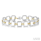 1/10 Ctw Round Cut Diamond Square Bracelet in Sterling Silver