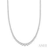 10 Ctw Riviera Round Cut Diamond Necklace in 14K White Gold
