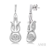 1/50 Ctw Round Cut Diamond Earrings in Sterling Silver