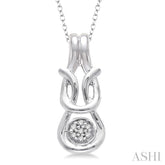 1/50 Ctw Round Cut Diamond Pendant in Sterling Silver with Chain