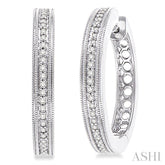 1/4 Ctw Round Cut Diamond Hoop Earrings in Sterling Silver