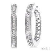 1/10 Ctw Round Cut Diamond Hoop Earrings in Sterling Silver