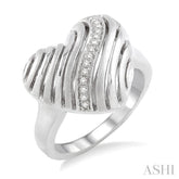 1/10 Ctw Heart Shape Round Cut Diamond Puff Ring in Sterling Silver