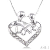 1/20 Ctw Round Cut Diamond Child & Mom Pendant in Sterling Silver with Chain
