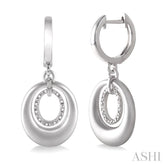 1/20 Ctw Round Cut Diamond Oval Earrings in Sterling Silver
