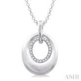 1/20 Ctw Oval Shape Round Cut Diamond Pendant in Sterling Silver with Chain