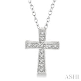 1/20 Ctw Single Cut Diamond Cross Pendant with Chain in Sterling Silver
