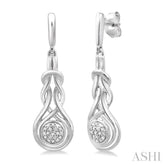 1/20 Ctw Round Cut Diamond Love Knot Earrings in Sterling Silver