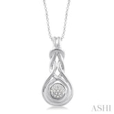 1/20 Ctw Round Cut Diamond Love Knot Pendant in Sterling Silver with chain