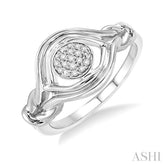 1/20 Ctw Round Cut Diamond Love Knot Ring in Sterling Silver