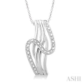 1/20 Ctw Round Cut Diamond Fashion Pendant in Sterling Silver with Chain