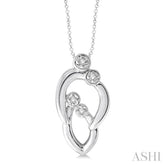 1/20 Ctw Round Cut Diamond Child & Mom Pendant in Sterling Silver with Chain