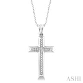 1/10 Ctw Round Cut Diamond Cross Pendant in Sterling Silver with Chain