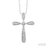 1/10 Ctw Round Cut Diamond Cross Pendant in Sterling Silver with Chain