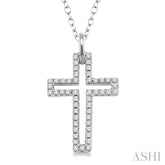 1/4 Ctw Round Cut Diamond Cross Pendant in Sterling Silver with Chain