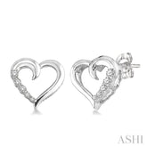 1/20 Ctw Round Cut Diamond Heart Shape Diamond Journey Earrings in Sterling Silver