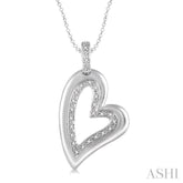 1/20 Ctw Round Cut Diamond Heart Pendant in Sterling Silver with Chain