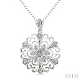 1/20 Ctw Round Cut Diamond Fashion Pendant in Sterling Silver with Chain
