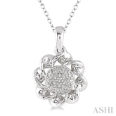 1/50 Ctw Round Cut Diamond Fashion Pendant in Sterling Silver with Chain