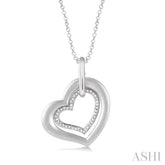 1/20 Ctw Round Cut Diamond Heart Pendant in Sterling Silver with Chain