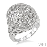 1/50 Ctw Oval Shape Round Cut Diamond Ring in Sterling Silver