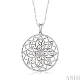 1/50 Ctw Round Cut Diamond Circle Pendant in Sterling Silver with Chain