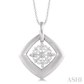 1/20 Ctw Round Cut Diamond Disk Snow Flower Pendant in Sterling Silver with Chain