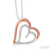 1/20 Ctw Round Cut Diamond Heart Pendant in Sterling Silver with Chain