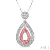 1/20 Ctw Round Cut Diamond Pear n Pear Pendant in Sterling Silver with Chain
