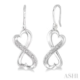 1/50 Ctw Heart Shape Round Cut Diamond Infinity Earrings in Sterling Silver