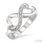 1/50 Ctw Round Cut Diamond Infinity Ring in Sterling Silver