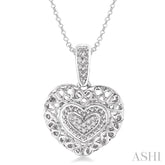 1/20 Ctw Weave Heart Shape Round Cut Diamond Pendant in Sterling Silver with Chain