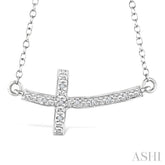 1/50 Ctw Round Cut Diamond Cross Pendant with Chain in Sterling Silver