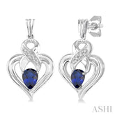5x3 MM Pear Shape Sapphire and 1/50 Ctw Round Cut Diamond Earrings in Sterling Silver