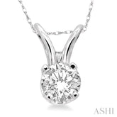 1/6 Ctw Round Cut Diamond Solitaire Pendant in 14K White Gold with Chain