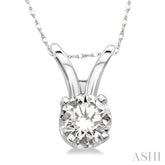 1/6 Ctw Round Cut Diamond Solitaire Pendant in 14K White Gold with Chain