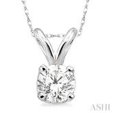 1/5 Ctw Round Cut Diamond Solitaire Pendant in 14K White Gold with Chain